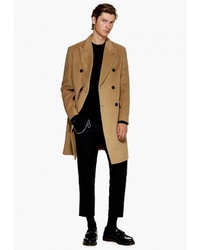 Светло-коричневое длинное пальто от Topman