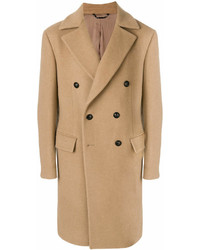 Светло-коричневое длинное пальто от Versace