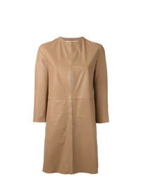Женское светло-коричневое кожаное пальто от Drome