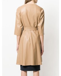 Женское светло-коричневое кожаное пальто от Drome