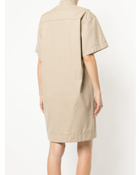Светло-коричневое кружевное платье-рубашка от Sacai