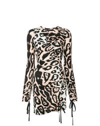 Светло-коричневое облегающее платье с леопардовым принтом