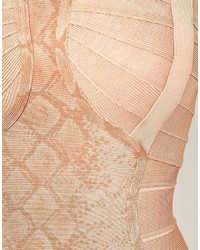 Светло-коричневое облегающее платье со змеиным рисунком от Forever Unique