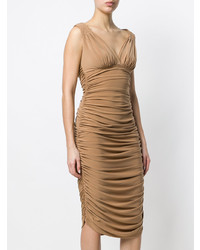 Светло-коричневое облегающее платье от Norma Kamali