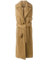 Светло-коричневое пальто без рукавов от MSGM