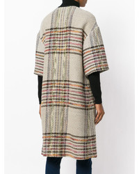 Женское светло-коричневое пальто в клетку от Etro