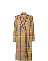 Женское светло-коричневое пальто в клетку от Stella McCartney