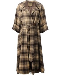Женское светло-коричневое пальто в шотландскую клетку от Biba