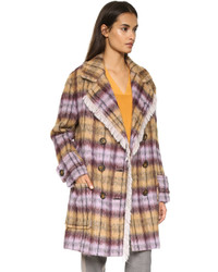 Женское светло-коричневое пальто в шотландскую клетку от See by Chloe