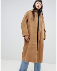 Женское светло-коричневое пальто из мохера от Weekday