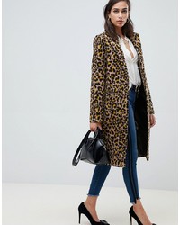 Женское светло-коричневое пальто с леопардовым принтом от ASOS DESIGN