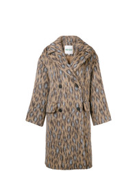 Женское светло-коричневое пальто с леопардовым принтом от Kenzo