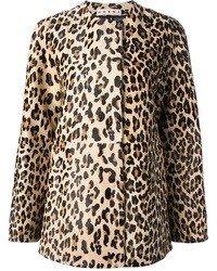 Женское светло-коричневое пальто с леопардовым принтом от Marni
