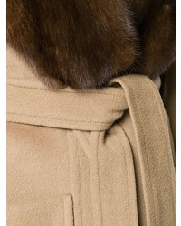 Светло-коричневое пальто с меховым воротником от Christian Dior Vintage