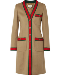 Женское светло-коричневое пальто с принтом от Gucci