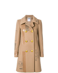 Женское светло-коричневое пальто с принтом от Moschino