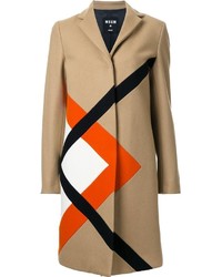 Женское светло-коричневое пальто с принтом от MSGM