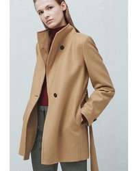 Женское светло-коричневое пальто от Mango
