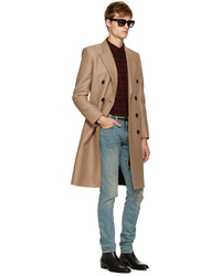 Мужское светло-коричневое пальто от Saint Laurent