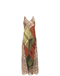 Светло-коричневое платье-макси в шотландскую клетку от Mara Mac