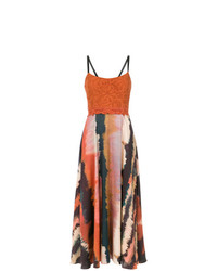 Светло-коричневое платье-миди с принтом от Martha Medeiros