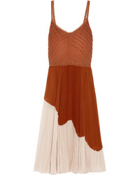 Светло-коричневое платье-миди со складками от Jason Wu