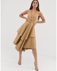 Светло-коричневое платье-миди от ASOS DESIGN