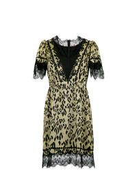 Светло-коричневое платье прямого кроя с леопардовым принтом от À La Garçonne