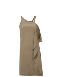 Светло-коричневое платье прямого кроя от Isabel Benenato