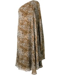 Светло-коричневое платье с принтом