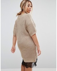 Светло-коричневое платье-свитер от Asos