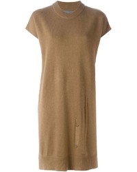 Светло-коричневое платье-свитер от Raquel Allegra