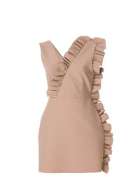 Светло-коричневое платье-футляр с рюшами от MSGM