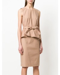 Светло-коричневое платье-футляр от Paule Ka