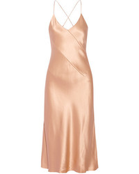 Светло-коричневое шелковое платье-миди от Cushnie et Ochs