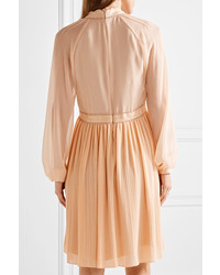 Светло-коричневое шелковое платье от Chloé