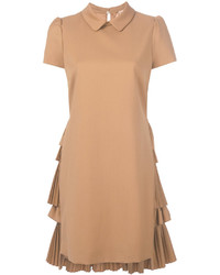 Светло-коричневое шерстяное платье со складками от No.21