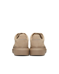 Мужские светло-коричневые бархатные низкие кеды от Alexander McQueen