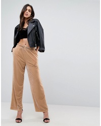 Светло-коричневые бархатные широкие брюки от ASOS DESIGN