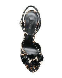 Светло-коричневые босоножки на каблуке с леопардовым принтом от Casadei