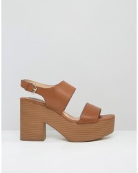 Светло-коричневые босоножки на каблуке от Pull&Bear