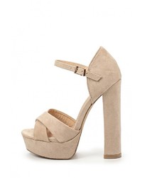 Светло-коричневые босоножки на каблуке от Super Mode