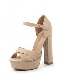 Светло-коричневые босоножки на каблуке от Super Mode