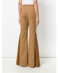Светло-коричневые брюки-клеш от Sara Battaglia