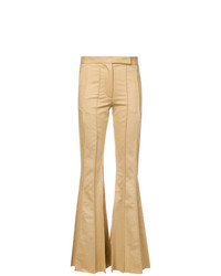 Светло-коричневые брюки-клеш от Rosie Assoulin