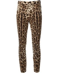 Светло-коричневые брюки с леопардовым принтом