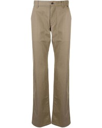 Светло-коричневые брюки чинос в вертикальную полоску от D'urban