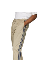 Светло-коричневые брюки чинос в вертикальную полоску от Moncler