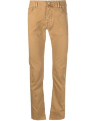 Светло-коричневые брюки чинос с вышивкой от Jacob Cohen