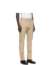 Светло-коричневые брюки чинос с принтом от Fendi